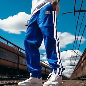 Herren Jogginghose Trainingshose Jogginghose Jogger Hosen abreißen Freizeithose Patchwork Tasche Kordelzug Streifen Komfort Atmungsaktiv Outdoor Täglich Ausgeh