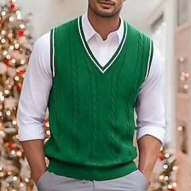 kerst trui heren trui vest gebreide trui pullover kabel gebreid normaal gebreid effen v-hals warm houden modern eigentijds dagelijks gebruik uitgaan kleding he