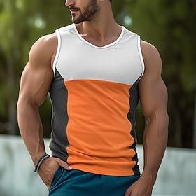 Herren Tank Top Shirt Unterhemden Ärmelloses Hemd Farbblock Rundhalsausschnitt Outdoor Ausgehen Ärmellos Bekleidung Modisch Designer Muskel