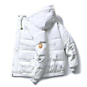Men's Winter Coat Puffer Jacket Hoodie Jacket Imitation Silk Cotton Hoodie Outdoor Casual Daily Short Windproof Warm Fall  Winter Solid / Plain Color Silver Bl