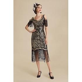 Roaring 20s 1920s Cocktail Dress Flapper Dress Dress Christmas Party Dress The Great Gatsby Women's Sequins Tassel Fringe Halloween Carnival Masquerade Wedding