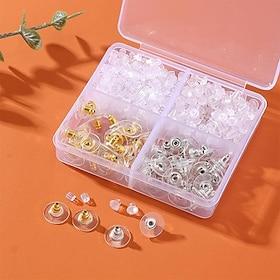 4 Styles 620 Pieces Earrings Silicone Earring Backing Clear Earring Backing Hypoallergenic Plastic Rubber Earring Back Bullet Clutch Plug Replacement Kit for F