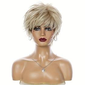 Synthetic Wig Straight Pixie Cut Wig Short Blonde Synthetic Hair Women's Fashionable Design Soft Natural Blonde