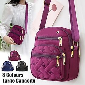 Women's Quilted Nylon Crossbody Bag – Lightweight Waterproof Shoulder Purse with Multi-Pocket Design for Travel  Daily Use
