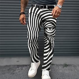 Eye Business Abstract Men's 3D Print Dress Pants Pants Trousers Outdoor Daily Wear Streetwear Polyester Wine Black Navy Blue S M L Medium Waist Elasticity Pant