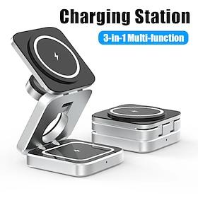 3 In 1 Foldable Wireless Charger Stand Dock Magnetic Fast Charging Station for IOS Watch 8 7 Portable Stand for IPhone 14 13