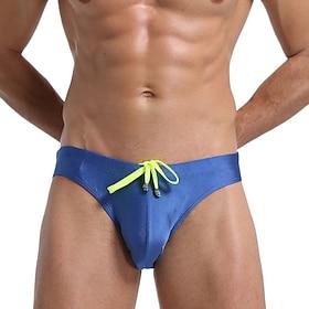 Men's Swim Briefs Daily Beach Breathable Quick Dry Drawstring Elastic Waist Plain Short Sport Casual Activewear Black White Micro-elastic