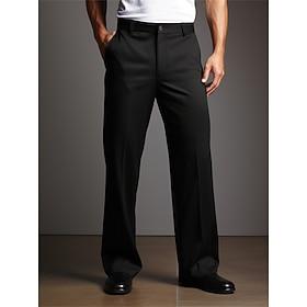 Men's Trousers Dress Pants Suit Pants Buttons Front Pocket Straight Leg Plain Comfort Wedding Business Daily Fashion Chic Modern Black White