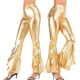 1980s Hip Pop Bell Bottom Pants Abba Costume Flared Trousers Solid Color Fancy Dress Women's Carnival Costume Carnival Performance Prom Pride Parade Adults' Pa