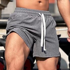 Herren Kurze Sporthose Kurze Sporthose Sport Shorts Ausgehen Wochenende Atmungsaktiv Schnelltrocknend Tasche Kordelzug Elastische Taille Glatt Kurz Gymnastik B