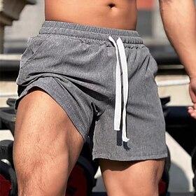 Herren Kurze Sporthose Kurze Sporthose Sport Shorts Ausgehen Wochenende Atmungsaktiv Schnelltrocknend Tasche Kordelzug Elastische Taille Glatt Kurz Gymnastik B