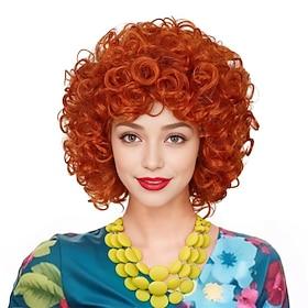 Mrs Roper Short Fluffy Curly Orange Red Cosplay Wig Women Costume for Carnival Halloween Wigs