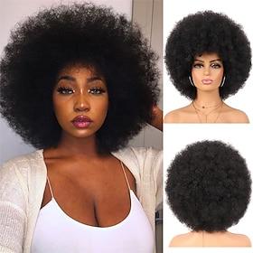 Wig 70's Afro Curly Wigs for Black Women Glueless Wear and Soft Black Afro Wigs Large Bouncy and Soft Natural Looking Full Wigs for Daily Party Cosplay Costume