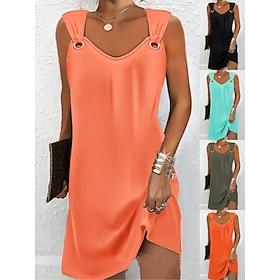 Women's Mini Dress Black Dress Casual Dress Cocktail Dress Formal Dresses Vacation Fashion Basic Daily Date Going out Loose Fit Sleeveless Strap Blue Black Pin