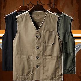 Men's Vest Gilet Fishing Vest Hiking Vest Sleeveless Vest Gilet Jacket Outdoor Fishing Daily Wear Vacation Modern Contemporary Casual Summer Spring Button Pock