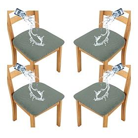 4 Pcs Stretch Jacquard Seat Covers for Dining Room Water Repellent Chair Cushion Cover, Removable Washable Dining Chair Covers Anti-Dust Dining Room Chair Cove