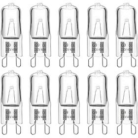 10PCS G9 40W 220V 2-Pin Halogen Bulb Warm White 3000K 360 Beam Angle for Oven Microwave Crystal Lamp Ceiling Fan Lights