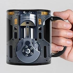 Novelty Mechanic Engine Mugs Unique Coffee Mugs Fathers Day Mug Automotive Art Mechanic Funny Coffee Mug Cool Dad Gifts from Daughter Son Wife for Christmas Bi