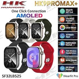 HK9 PRO MAX Smart Watch 2.02 inch Smartwatch Fitness Running Watch Bluetooth Pedometer Call Reminder Fitness Tracker Compatible with Android iOS Unisex Long St