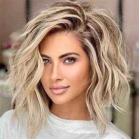 Soft Wavy Medium Wigs Natural Looking Synthetic Wigs for Ladies Daily Cosplay Hair Wig