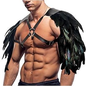 Punk  Gothic Medieval Renaissance Armor Chemise Shoulder Armor Warrior Knight Ritter Viking Feather Fancy Dress Men's Viking Fantasy Carnival Masquerade Perfor