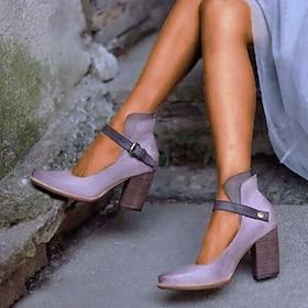 Women's Heels Pumps Clogs Suede Shoes Dress Shoes Strappy Heels Party Outdoor Work Solid Color High Heel Cone Heel Elegant Vintage Fashion Suede Lace-up Purple