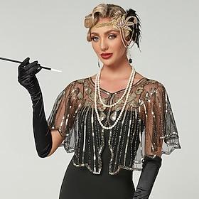 Roaring 20s 1920s Retro Vintage Flapper Shawls The Great Gatsby Charleston Sequins Fancy Dress Women's Christmas Carnival New Year Event / Party Bachelorette P