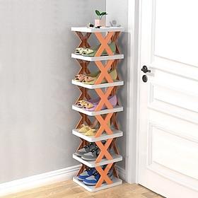 Multilayer Tier Narrow Shoe Rack, Small Vertical Shoe Stand, Space Saving DIY Free Standing Shoes Storage Organizer for Entryway, Closet, Hallway, Easy Assembl