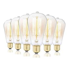 3pcs/6pcs 40W Incandescent Vintage Edison Light Bulb E27 Dimmable Retro Lamp ST58 Decorative for Home Living Room, Bedroom and Dining Room