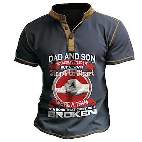 Men's Graphic Letters T Shirt Henley Shirt Papa T Shirt Short Sleeve 3D Print Retro Vintage Casual Sports Outdoor Daily Holiday Spring Summer Black Blue Green