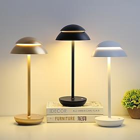 Cordless Metal Table Lamp Touch Sensor Control LED Table Lamp Desk Light,3 Color Stepless Dimmable Battery Powered Lamp,Night Light for Kids Nursery, Bedroom,