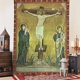 Medieval Tapestry Middle Age Tapestry Byzantine Art Jesus Wall Art Large Tapestry Mural Decor Photograph Backdrop Blanket Curtain Home Bedroom Living Room Deco