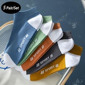 Men's 5 Pack Multi Packs Socks Ankle Socks Low Cut Socks Rainbow Color Color Block Sports  Outdoor Daily Vacation Basic Medium Spring Fall Fashion Casual