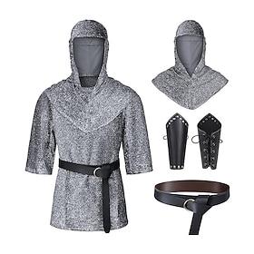 Retro Vintage Medieval Renaissance Armor Shirt Tunic Knight Ritter Crusader Celtic Knight Fancy Dress Men's Viking Halloween Carnival Masquerade Performance St