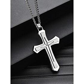 Herren Anhänger Halskette Silber Schwarz Gold Edelstahl Punk Modisch Künstlerisch / Retro Kreuz