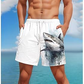Men's Animal Shark Swim Trunks Swim Shorts Board Shorts Mid Waist Fashion Streetwear Hawaiian Casual Daily Holiday Pocket Drawstring Elastic Waist Designer Clo