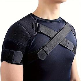 Double Shoulder Brace Sports Rotator Cuff Support Brace Belt, Double Elastic Adjustable Bandage Cross Compression for Men and Women for Back Pain