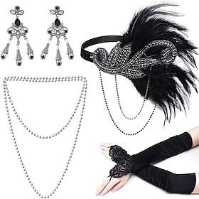1920s The Great Gatsby Outfits Flapper Headband The Great Gatsby Wedding Guest Collarless Fancy Dress Women's Halloween Carnival Masquerade Party Masquerade We