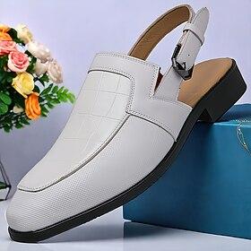 Men's Sandals Gladiator Sandals Roman Sandals PU Leather Breathable Comfortable Slip Resistant Buckle Black White