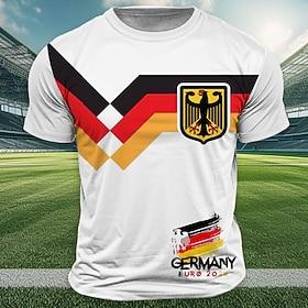 Men's Football German Flag T Shirt Short Sleeve T shirt 3D Print Crew Neck Shirt Outdoor Athleisure White Summer Spring Clothing Apparel S M L XL XXL XXXL