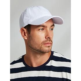 Men's Cotton Baseball Cap - Classic Adjustable White Hat for Casual Wear