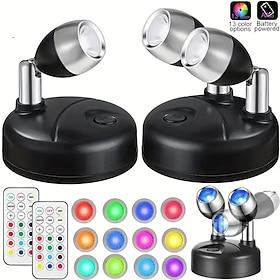 13 Colors RGB Picture Light LED Wireless Cabinet Spotlight with Remote Control Battery Powered Angle Adjustable Atmosphere Night Lamp Gallery Corridor Hallway