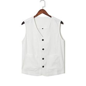 Men's Tank Top Vest Top Undershirt Sleeveless Shirt Plain V Neck Street Vacation Sleeveless Button Pocket Clothing Apparel Fashion Designer Basic