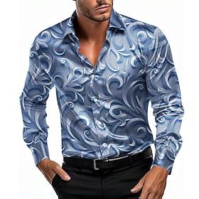 Men's Shirt Satin Shirt Button Up Shirt Formal Red Blue Dark Gray Gray Long Sleeve Turndown Summer Spring Clothing Apparel Buttons