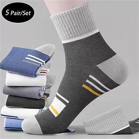 Herren 5 Paare Mehrfachpackungen Socken Laufsport Socken Freizeitsocken Regenbogen Farbe Farbblock Gestreift Sport  Natur Täglich Urlaub Grundlegend Mittel Frü