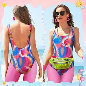 Retro Vintage 1980s Workout Outfits Leggings Accesories Set Fancy Dress Women's Masquerade Party Casual Daily Pride Parade Adults' Top Pants Bag All Seasons
