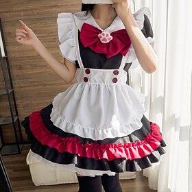 Inspired by Cosplay Maid Costume Anime Cosplay Costumes Japanese Carnival Cosplay Suits Dresses Short Sleeve Neckwear Costume For Women's Girls'