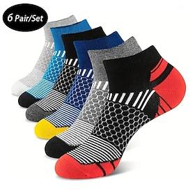 Men's 6 Pairs Multi Packs Socks Running Socks Casual Socks Black White Color Geometic Sports  Outdoor Daily Vacation Basic Medium Spring Fall Fashion Casual