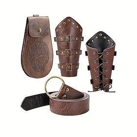 Retro Vintage Medieval Renaissance Armor Waist Belt Scabbard Viking Ranger Fancy Dress Men's Women's Halloween Carnival Performance LARP Adults Belt Arm Guards
