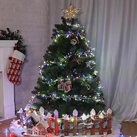 10m solar lichtsnoer 370 leds met 13 toetsen afstandsbediening - warm, koel wit blauwe vuurwerklampjes voor een feestdag